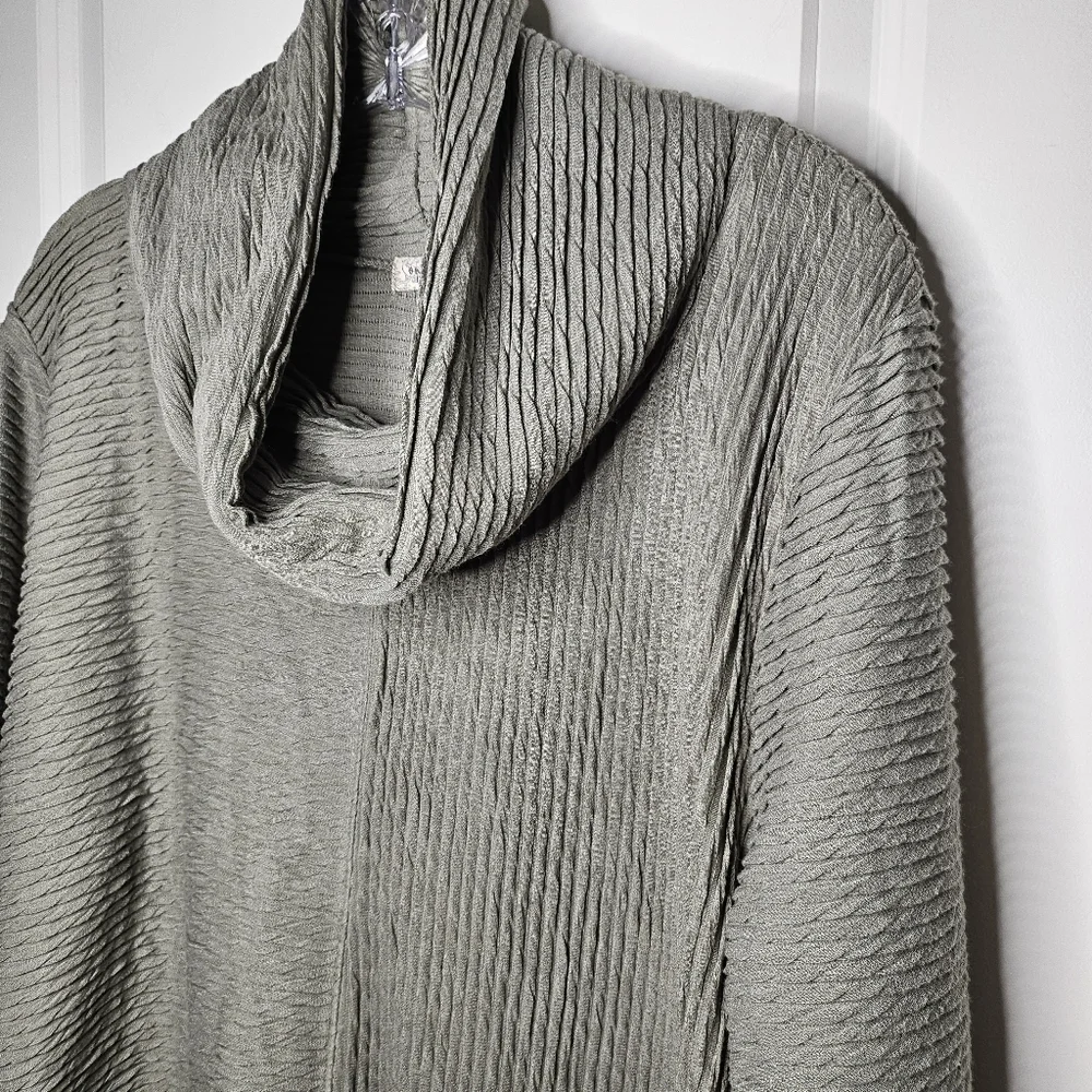 One World Tunic Sweater Sage Green Size XL Ribbed Cowl Neck Cozy Casual Everyday